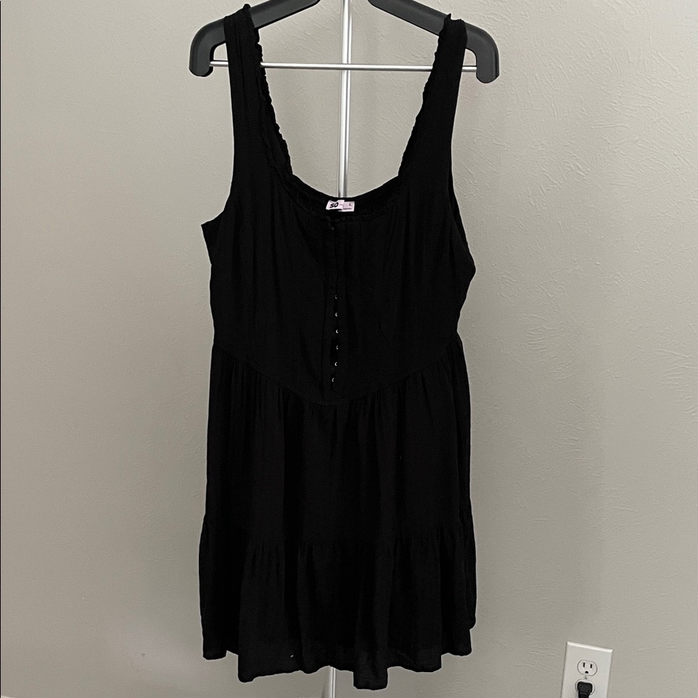 SO Black Textured Mini Dress with Full Lining
